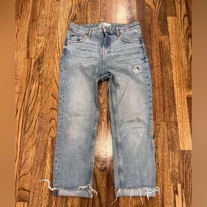 Zara Women’s Denim Jeans  Slim Fit Cotton Distressed Light Blue Size 8